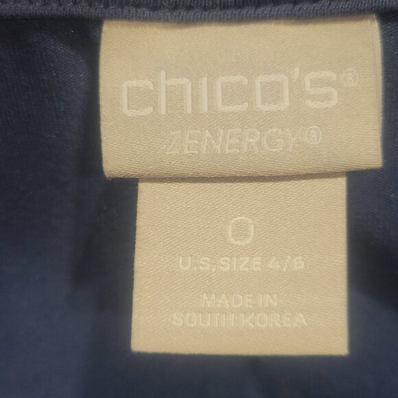Chico's Zynergy V-Neck Blue Slide Slits 3/4 Sleeve - Size 0 (fits size 4-6) - Picture 11 of 12
